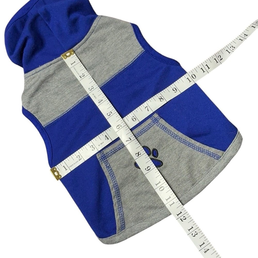 Blue and Gray Dog Hoodie with Paw Print - Picture 7 of 8